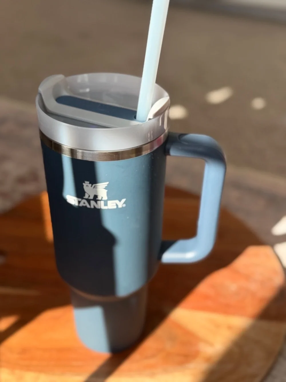 Stanley Steel-Trimmed 40 oz Travel Tumbler in Slate Blue and White - Picture 5 of 10